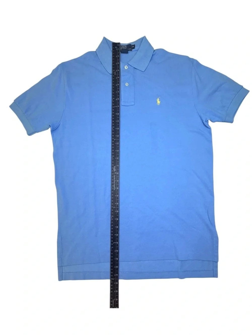 Polo Ralph Lauren Classic Fit Polo Shirt Men M Blue Yellow Pony Cotton Golf